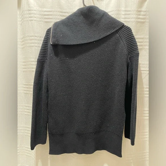 AllSaints black zip funnel neck wool blend sweater - Picture 2 of 10